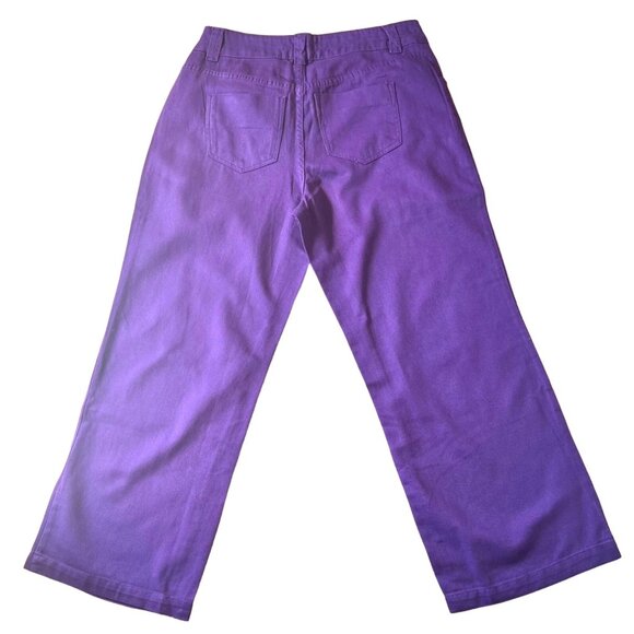 Woman Within Purple Cotton Pants Size 12WP Natural Fit Cotton - Picture 2 of 8